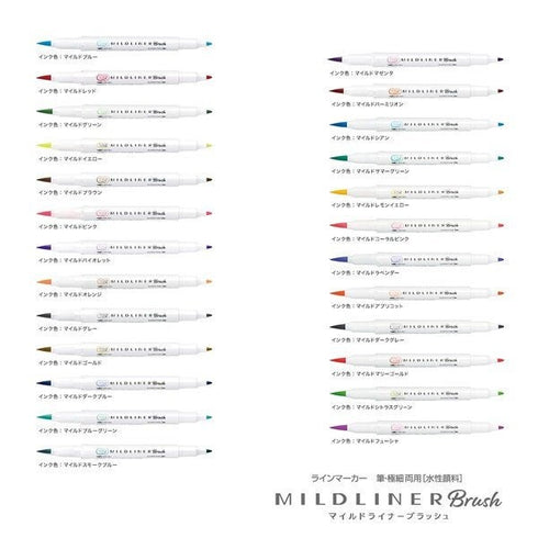 Zebra Mildliner Brush 5 FRIENDLY MILD Color Set Double-Sided Highlighter Brush and Extra Fine 5 Pen Set | Blue Package WFT8-N-5C-N