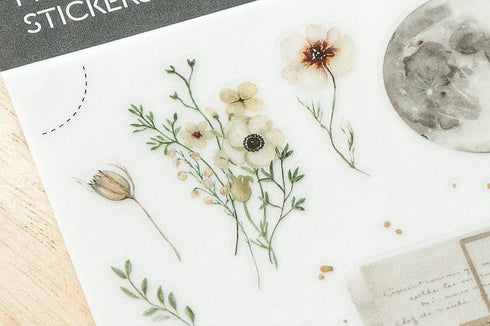 MU Lifestyle Print-On Stickers Rub-On Stickers Transfer Stickers Translucent Stickers 200 | Moon Dried Flowers Magic Majick