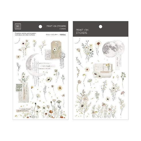 MU Lifestyle Print-On Stickers Rub-On Stickers Transfer Stickers Translucent Stickers 200 | Moon Dried Flowers Magic Majick