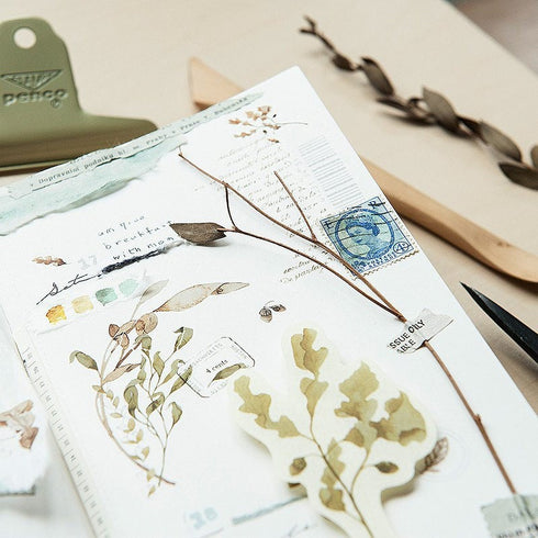 MU Lifestyle Print-On Stickers Rub-On Stickers Transfer Stickers Translucent Stickers 201 | Postage Ephemera Leaves Postage Stamps