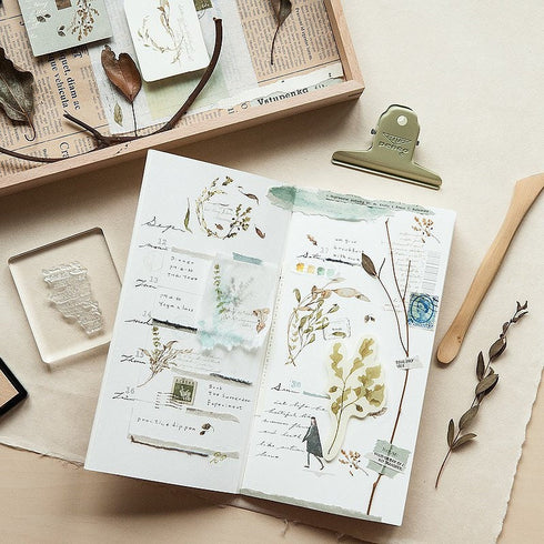 MU Lifestyle Print-On Stickers Rub-On Stickers Transfer Stickers Translucent Stickers 201 | Postage Ephemera Leaves Postage Stamps