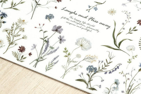 MU Lifestyle Print-On Stickers Rub-On Stickers Transfer Stickers Translucent Sticker 203 | Ethereal Flowers Roses Lavender Queen Anne's Lace