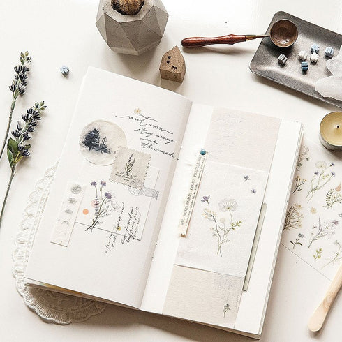 MU Lifestyle Print-On Stickers Rub-On Stickers Transfer Stickers Translucent Sticker 203 | Ethereal Flowers Roses Lavender Queen Anne's Lace