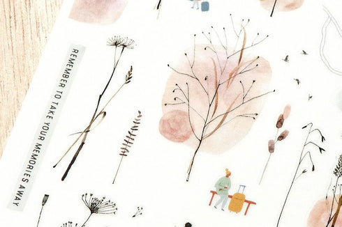 MU Lifestyle Print-On Stickers Rub-On Stickers Transfer Stickers Translucent Sticker 206 | Remember to Take Your Memories People Wandering