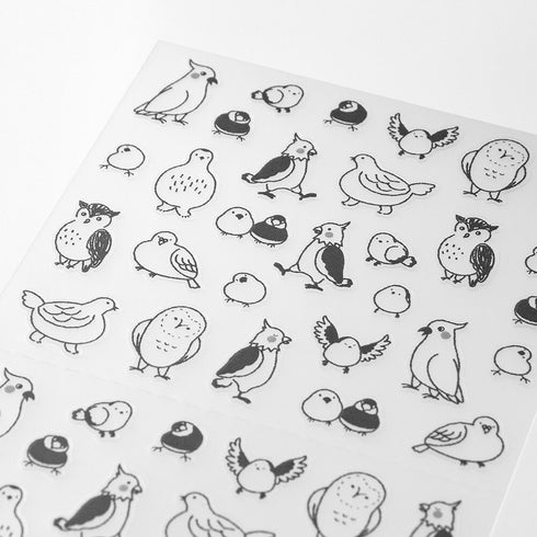 Midori Seal Collection BIRDS CHAT SERIES Black and White Planner Stickers Movable Stickers Notebook Stickers Coordinating Stickers | 2593
