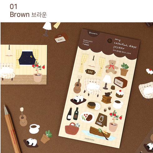 Paperian GREEN My COLORFUL Days Stickers Planner Stickers Lifestyle Stickers Daily Life Stickers Removable Sticker South Korea | 130 X 90mm