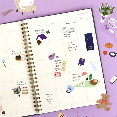 Paperian PURPLE My COLORFUL Days Stickers Planner Stickers Lifestyle Stickers Daily Life Stickers Removable Sticker South Korea | 130 X 90mm