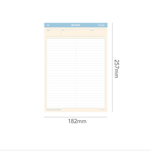 Paperian BELIEVE B5 STUDY Pad100gsm 3mm Grid Divider Notepad 7mm Ruled Answer Sheet OX Vocabulary Time Tracker | 257 X 182mm 50 Sheets