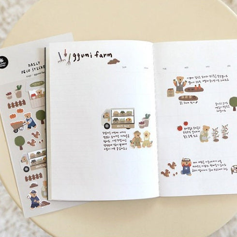 Suatelier GGUMI FARM PVC Transparent Stickers Planner Stickers Farming Stickers Planting Stickers Growing Stickers |1137