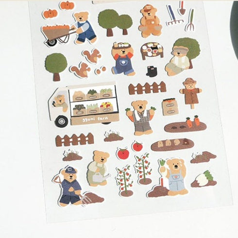Suatelier GGUMI FARM PVC Transparent Stickers Planner Stickers Farming Stickers Planting Stickers Growing Stickers |1137