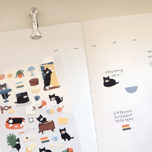 Suatelier CAT'S CATCH PVC Transparent Stickers Planner Stickers Cat Stickers Kitten Stickers Kitty Stickers Playful Stickers | 1139
