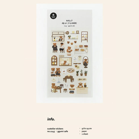 Suatelier GGUMI CAFÉ PVC Transparent Stickers Planner Stickers Coffee Stickers Café Stickers Pastry Stickers Mocha Stickers | 1145