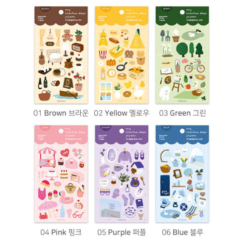 Paperian GREEN My COLORFUL Days Stickers Planner Stickers Lifestyle Stickers Daily Life Stickers Removable Sticker South Korea | 130 X 90mm