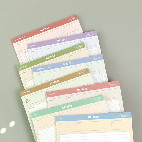 Paperian BELIEVE B5 STUDY Pad100gsm 3mm Grid Divider Notepad 7mm Ruled Answer Sheet OX Vocabulary Time Tracker | 257 X 182mm 50 Sheets