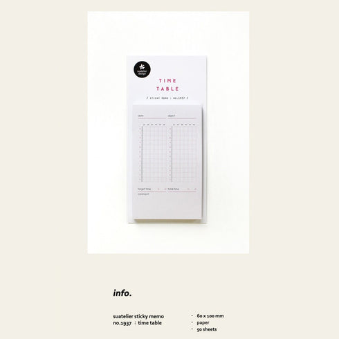 Suatelier TIME TABLE List Planner Sticky Notes Weekly Tracking List Sticky Notes Schedule Sticky Notes Time Tracker List | 1937