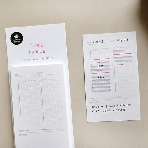Suatelier TIME TABLE List Planner Sticky Notes Weekly Tracking List Sticky Notes Schedule Sticky Notes Time Tracker List | 1937