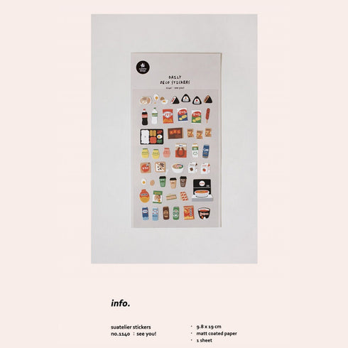 Suatelier SEE YOU PVC Transparent Stickers Planner Stickers Food Stickers Sushi Stickers Onigiri Stickers Ramen Stickers Milk | 1140