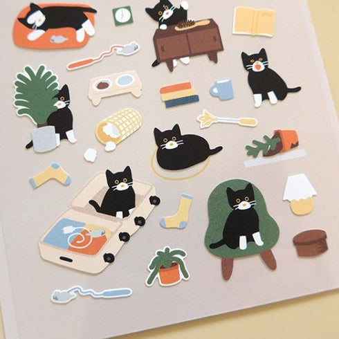 Suatelier CAT'S CATCH PVC Transparent Stickers Planner Stickers Cat Stickers Kitten Stickers Kitty Stickers Playful Stickers | 1139