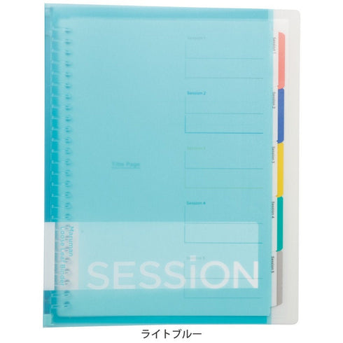 MARUMAN SESSiONS LIGHT BLUE B5 Binder Stufy Binder Subject Binder Index Tabs Binder Lay Flat BInder | F310 120 Sheet Capacity