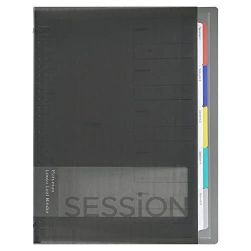 MARUMAN SESSiONS BLACK B5 Binder Stufy Binder Subject Binder Index Tabs Binder Lay Flat BInder | F310 120 Sheet Capacity