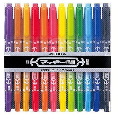 Zebra McKee Light BLUE Permament Dual End Marker Oil-Based Ink Fine and Extra Fine Point 0.5mm 1.00mm Marker Set | MO-120-MC