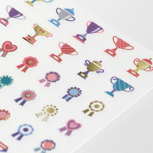 Midori AWARD ACHIEVEMENT Sticker Trophy Sticker Blue Ribbon Sticker Transparent Sticker Clear Sticker PET Sticker Achievement Sticker | 2386
