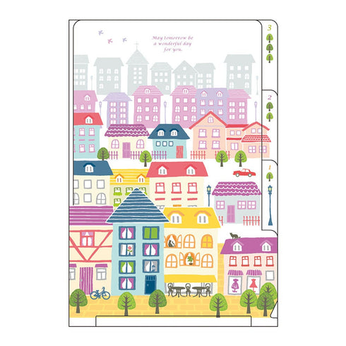 Midori A6 TOWN SKYLINE CITYSCAPE 3 Pocket Clear Folder | H175 x W119mm