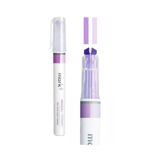 BLUE Kokuyo Mark+ TWO Tone Highlighter Dual Way Highlighter Pen Two Way Highlighter Double Sided Highlighter Mark+ Highlighter | PM-MT100B