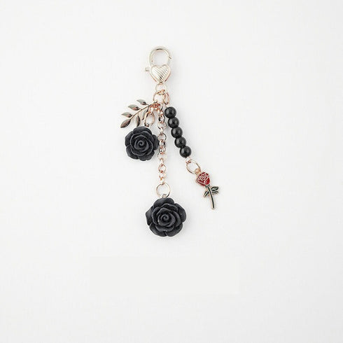Japanese RED ROSE Black Bara 赤いバラ Black Rose Planner Charm Good Luck Charm Notebook Charm Purse Charm Gothic Charm | 2.5 X .039 Inches