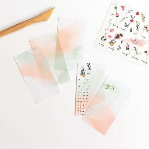 MU Lifestyle ORCHARD Mist Dyeing Tracing Paper Ephemera Vellum Paper Watercolor Paper Translucent Paper Planner Paper Scrapbook | DTP-009
