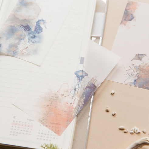 MU Lifestyle SEA of Life Dyeing Tracing Paper Ephemera Vellum Paper Watercolor Paper Translucent Paper Planner Paper Scrapbooking | DTP-014
