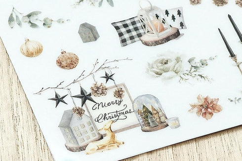 MU Lifestyle HOLIDAY Print-On Stickers Bird House Deer Lantern Ornaments Rub-On Stickers Transfer Stickers Translucent Stickers | 1013