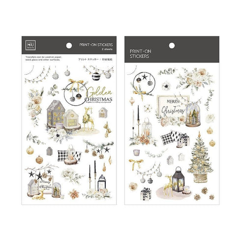 MU Lifestyle HOLIDAY Print-On Stickers Bird House Deer Lantern Ornaments Rub-On Stickers Transfer Stickers Translucent Stickers | 1013