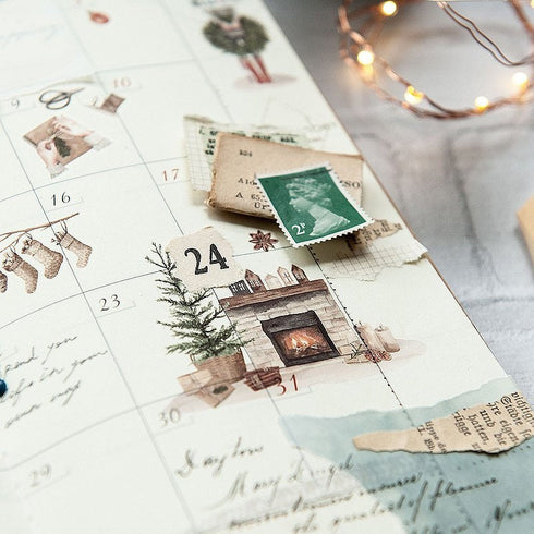 MU Lifestyle HOLIDAY Print-On Stickers Fireplace Stocking Scarf Ornaments Rub-On Stickers Transfer Stickers Translucent Stickers | 1016