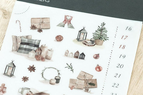 MU Lifestyle HOLIDAY Print-On Stickers Fireplace Stocking Scarf Ornaments Rub-On Stickers Transfer Stickers Translucent Stickers | 1016