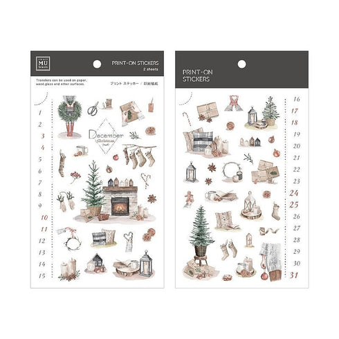 MU Lifestyle HOLIDAY Print-On Stickers Fireplace Stocking Scarf Ornaments Rub-On Stickers Transfer Stickers Translucent Stickers | 1016