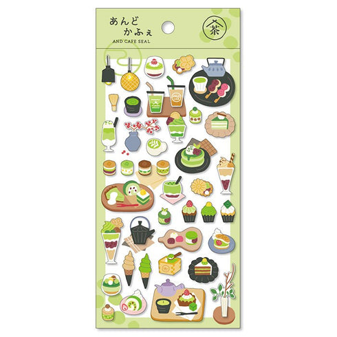 Mind Wave Seals JAPANESE CAFÉ Stickers Parfait Fruit Green Tea Soup Coffee Seals Bujo Tiny Stickers | 80896
