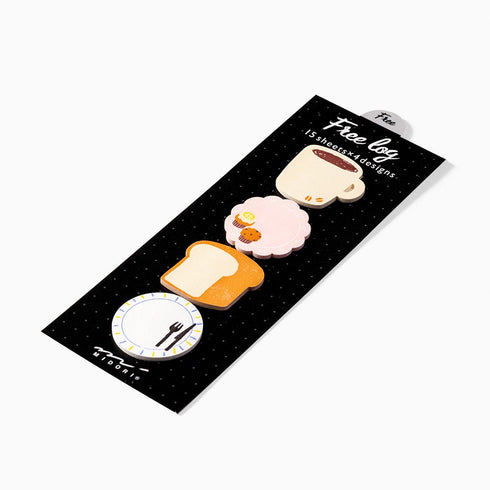 Midori CAFÉ Food Sticky Notes Coffee Toast Muffins Lunch Plate Bullet Journal Sticky Notes Daily Notes | 70 Sheets 19068