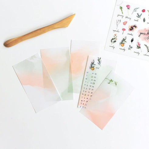 MU Lifestyle ORCHARD Mist Dyeing Tracing Paper Ephemera Vellum Paper Watercolor Paper Translucent Paper Planner Paper Scrapbook | DTP-009