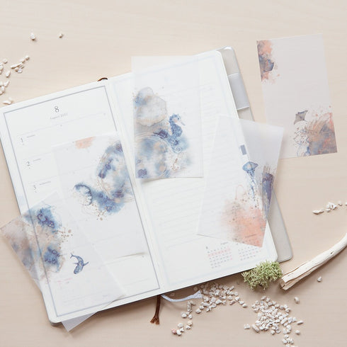 MU Lifestyle SEA of Life Dyeing Tracing Paper Ephemera Vellum Paper Watercolor Paper Translucent Paper Planner Paper Scrapbooking | DTP-014