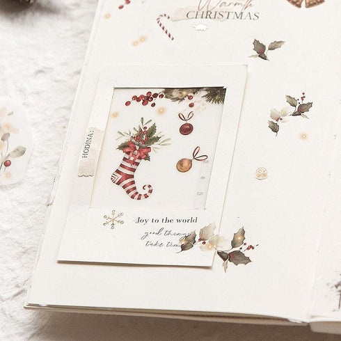 MU Lifestyle HOLIDAY Print-On Stickers Poinsettia Bells Stockings Ornaments Rub-On Stickers Transfer Stickers Translucent Stickers | 1014