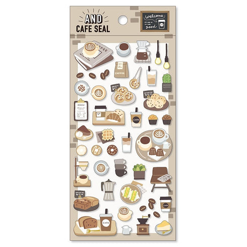 Mind Wave Seals BROOKLYN CAFÉ Stickers Bagel Lattee Croissant Muffin Coffee Seals Bujo Tiny Stickers | 80895