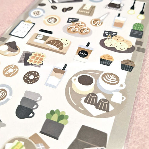 Mind Wave Seals BROOKLYN CAFÉ Stickers Bagel Lattee Croissant Muffin Coffee Seals Bujo Tiny Stickers | 80895