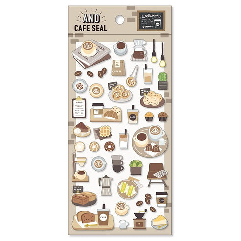 Mind Wave Seals BROOKLYN CAFÉ Stickers Bagel Lattee Croissant Muffin Coffee Seals Bujo Tiny Stickers | 80895