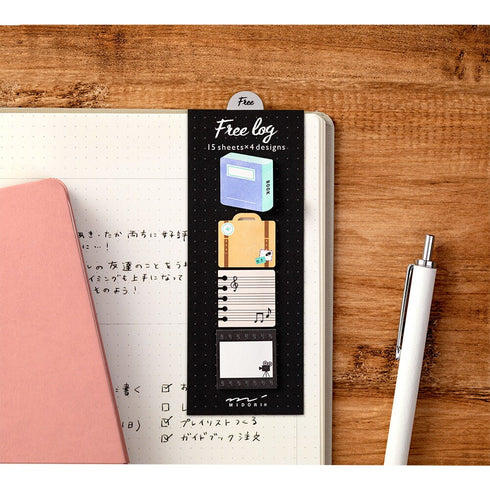 Midori HOBBY Sticky Notes Music Travel Reading Video Vlogging Instrument Bullet Journal Sticky Notes Daily Notes | 70 Sheets 19067