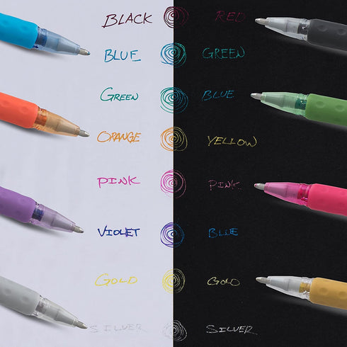 Pentel SPARKLE POP Metallic Gel Pen 1.0mm Bold Line Assorted Colors Pack of 8 Shimmering Ink | K91BP8M