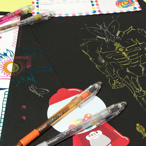 Pentel SPARKLE POP Metallic Gel Pen 1.0mm Bold Line Assorted Colors Pack of 8 Shimmering Ink | K91BP8M