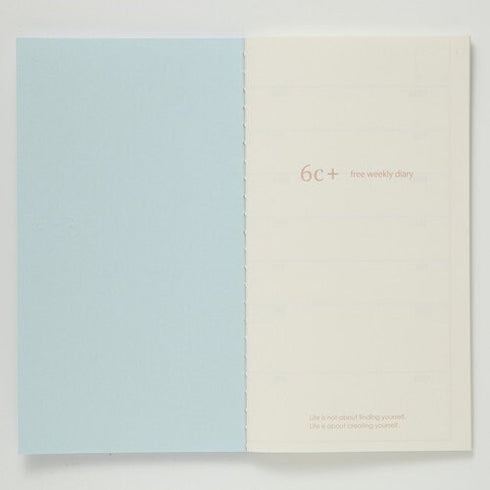 6C+ System B6 SLIM WEEKLY Plan 84.3gsm Cream Paper with BLUE Cover Fountain Pen Friendly Paper B6 Notebook Pastel Notebook | 64 Pgs