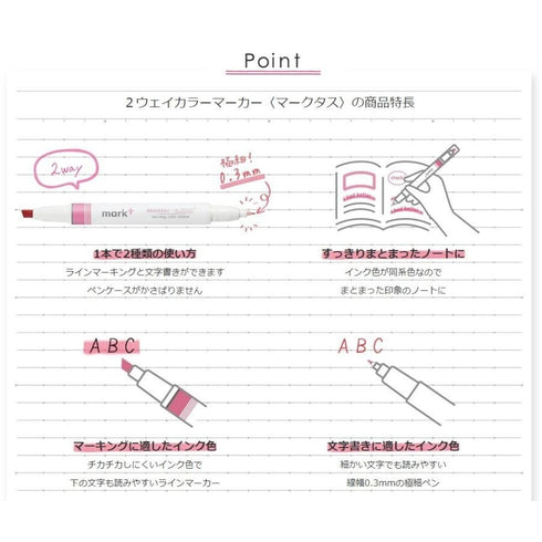 Kokuyo Mark+ YELLOW Plus GRAY Two Way Highlighter and Gray Pen Two Way Highlighter Double Sided Highlighter | PM-MT201YM