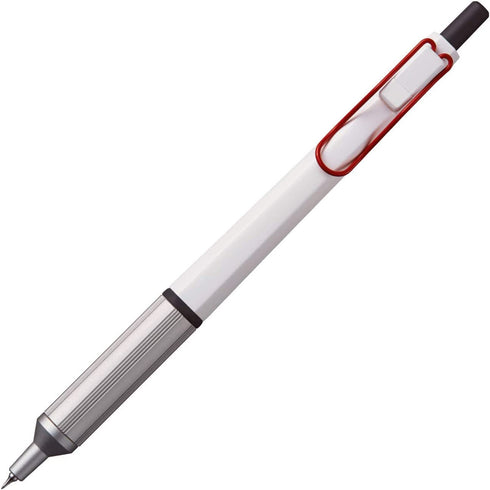 Mitsubishi Jetstream Edge WHITE Barrel with RED Clip 0.28mm Pen Oil-Based Ink Ultra FIne Point Water Resistant Ink | SXN-1003-28